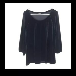 Women's Large J.Jill Black Velvet Polyester Scoop Neck Tee NEW $59